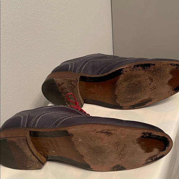 Vero Cuoio Men's Navy Leather Oxfords with Red Laces - Picture 4 of 4